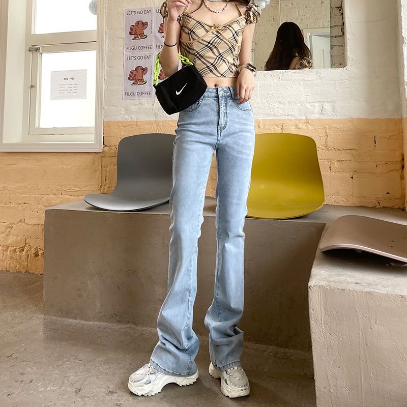 Quần Jeans Ống Loe Rộng Lưng Cao Co Giãn Thời Trang Dành Cho Nữ 2023