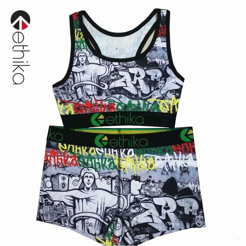 Bộ Đồ Thể Thao Hai Mảnh Dáng Ôm Thoáng Khí Mau Khô In Họa Tiết Ethika Dành Cho Bạn Nữ