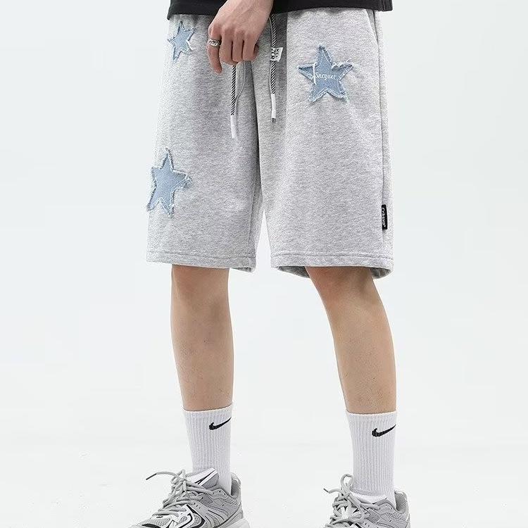 Quần Short Dây Rút Thêu Họa Tiết Ngôi Sao Phong Cách Mỹ Thời Trang Mùa Hè Cho Nam Và Nữ