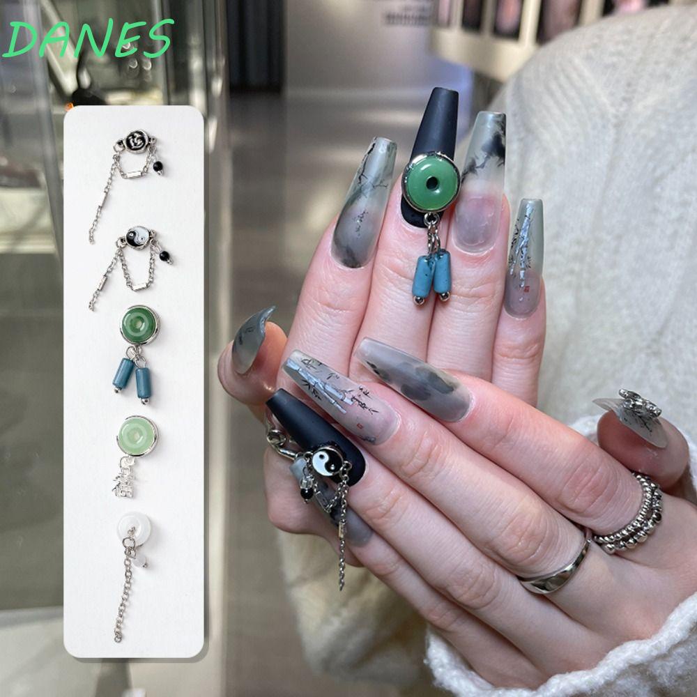 Phụ Kiện Trang Trí Móng Tay 3D Bằng Hợp Kim Thủy Tinh Phối Khóa Yang Peace Chi