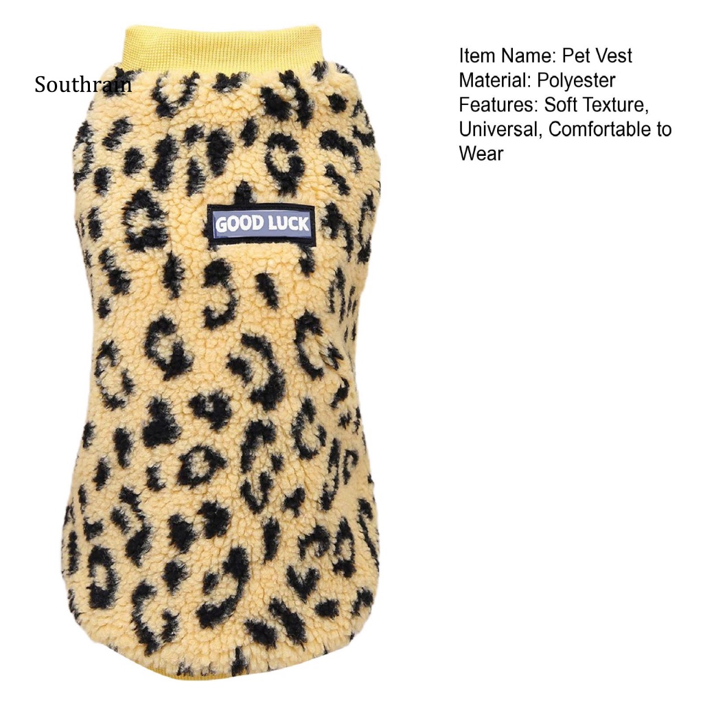 Áo Khoác Vải Polyester Mềm Giữ Ấm In Họa Tiết Da Báo Quyến Rũ Thoải Mái Cho Cún Cưng