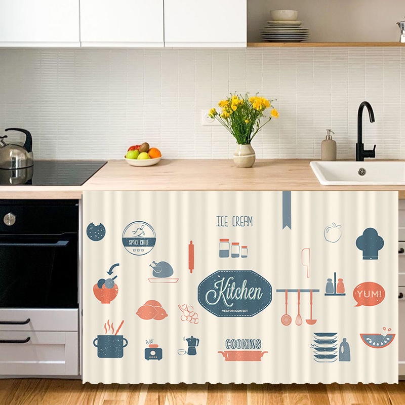 Rèm Cửa Chống Bụi Tự Dính Họa Tiết Hoạt Hình Trang Trí Nhà Bếp