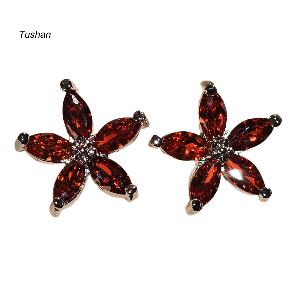 1 Đôi Bông Tai Hình Hoa Đính Đá Nhiều Màu Phong Cách Hàn Quốc