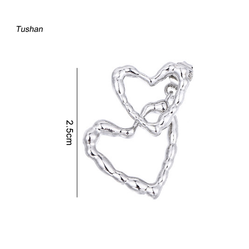 1 Khuyên Tai Hình Trái Tim Rỗng Không Gây Dị Ứng Mạ Bạc Thời Trang Cho Nữ