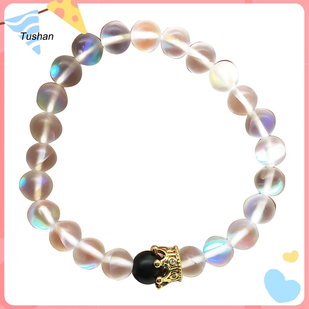 Set 1 / 2 Vòng Tay Chuỗi Hạt Mặt Hình Vương Miện Thời Trang Cho Nữ