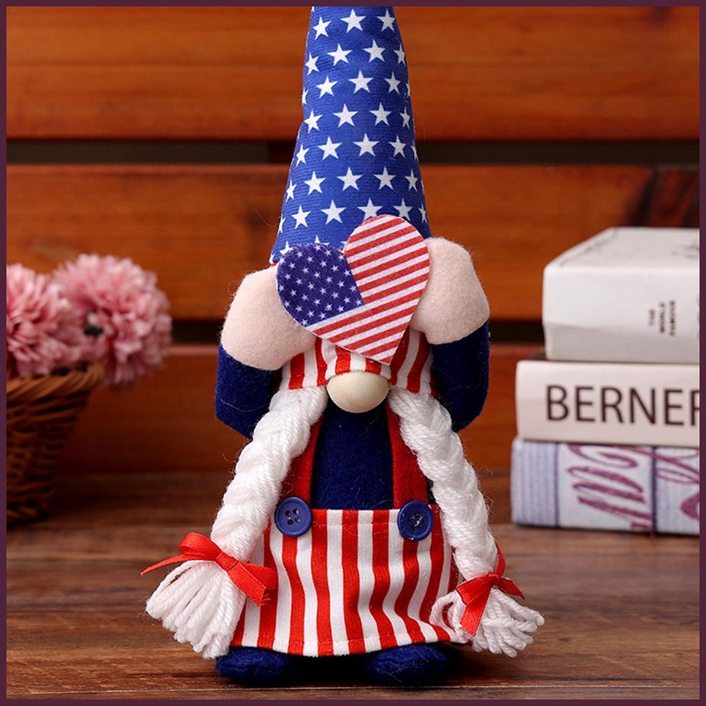 Ngày Kỷ Niệm Thứ Tư Của Ngày Gnomes Những Ngôi Sao Mềm Mại Và Búp Bê Sọc Cho Veterans Memorial Independence Và Khảm Đá
