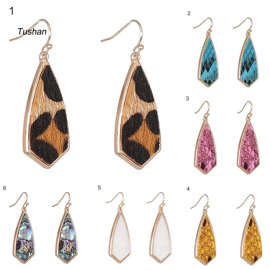 1 Đôi Bông Tai Hợp Kim Dáng Dài Họa Tiết Da Báo Thời Trang