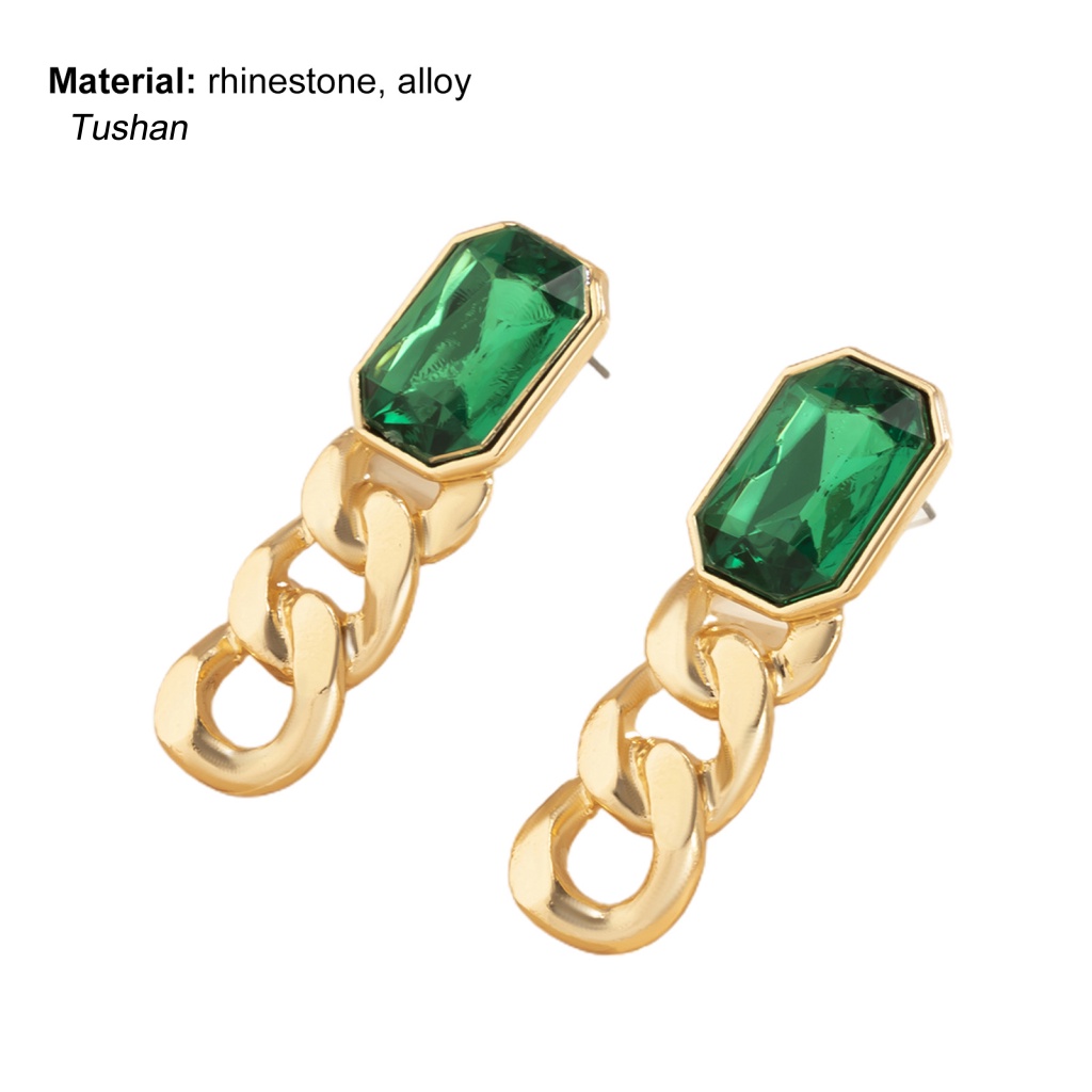 1 Đôi Bông Tai Dáng Dài Đính Đá Nhân Tạo Phối Tua Rua Phong Cách Retro