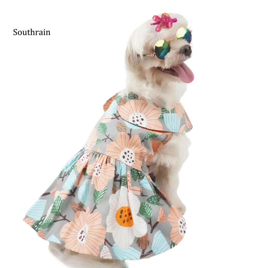 Đầm Hóa Trang Công Chúa In Hoa Thoáng Khí Thời Trang Mùa Hè Cho Cún Cưng