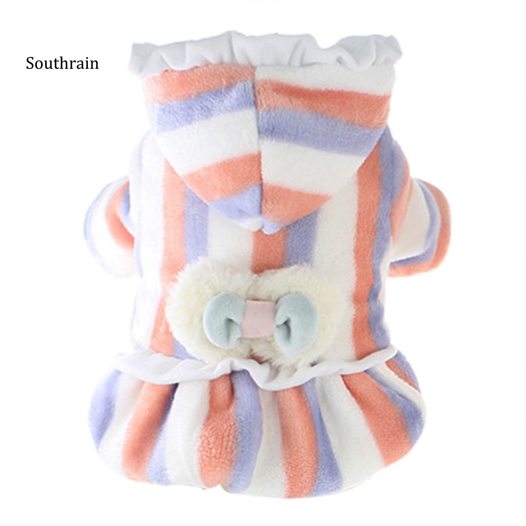 Đầm Dày Dặn Họa Tiết Kẻ Sọc Nhiều Màu Thân Thiện Với Da Thời Trang Mùa Đông Cho Cún Cưng