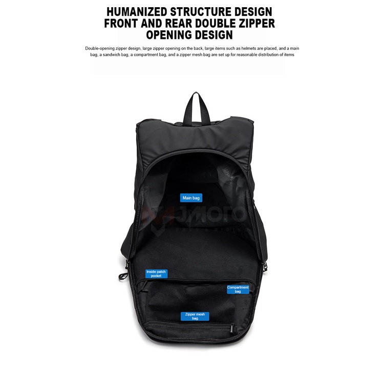 Ba Lô Đựng Mũ Bảo Hiểm / Laptop / Xe Máy Bằng Nylon Màu Đen Kích Cỡ Lớn Chống Thấm