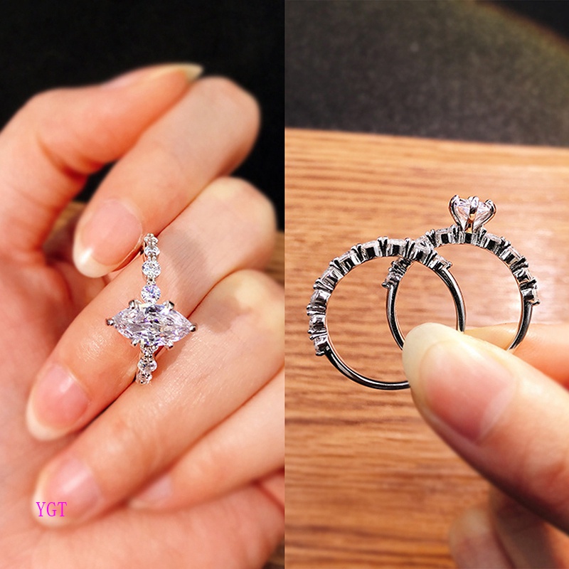 Ygt Set 2 Nhẫn Đính Đá Thời Trang Sang Trọng Cho Nữ
