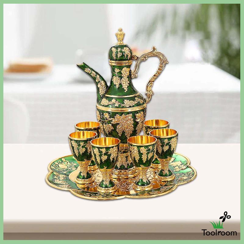 Bộ Ấm Trà Phong Cách Châu Âu Cổ Điển Sang Trọng Kèm Khay Đựng Dành Cho Tiệc Cưới