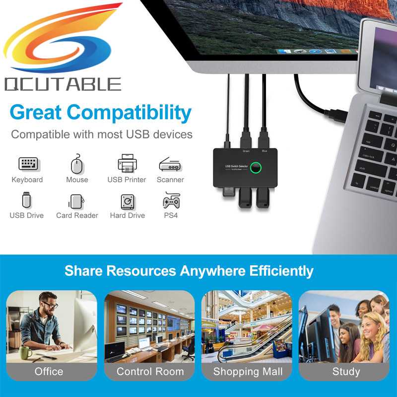 Công Tắc Một Nút KVM 2 Trong 1 Cho Máy in Cổng USB