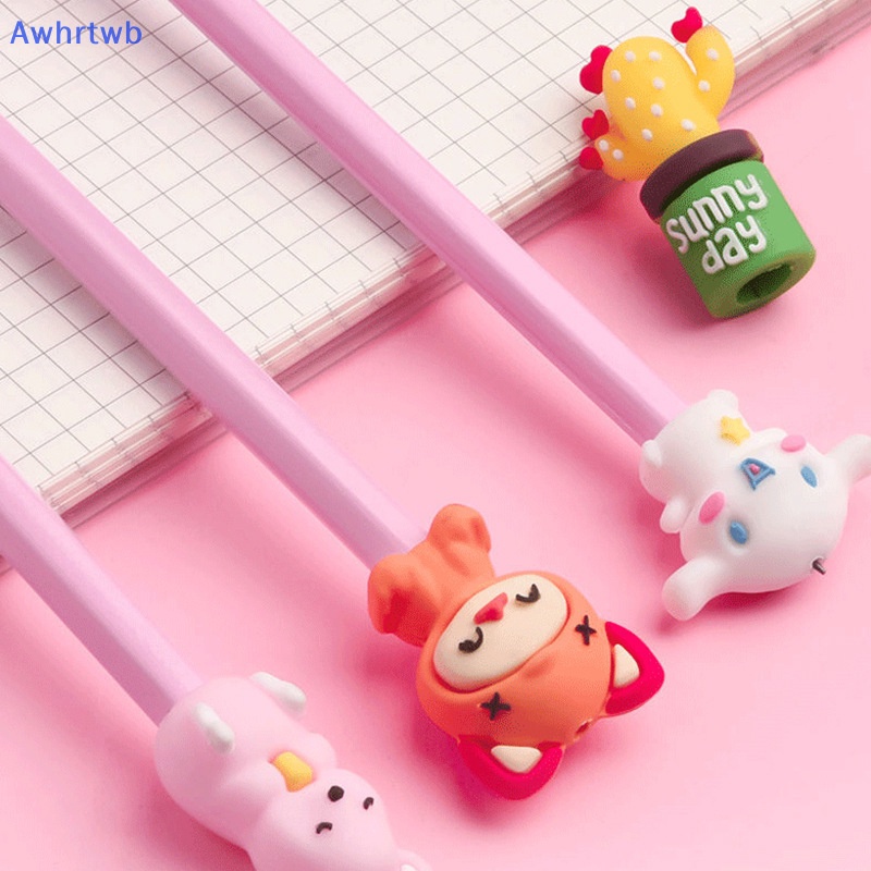 Set 10 Nắp Đậy Bút Chì Bằng Silicon Cao Su Mềm Họa Tiết Hoạt Hình Mới