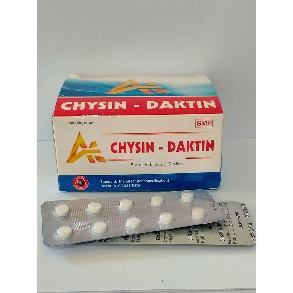 Viên uống CHYSIN - DAKTIN Hộp 200 viên giúp giảm sưng, phù nề do viêm do chấn thương phần mềm