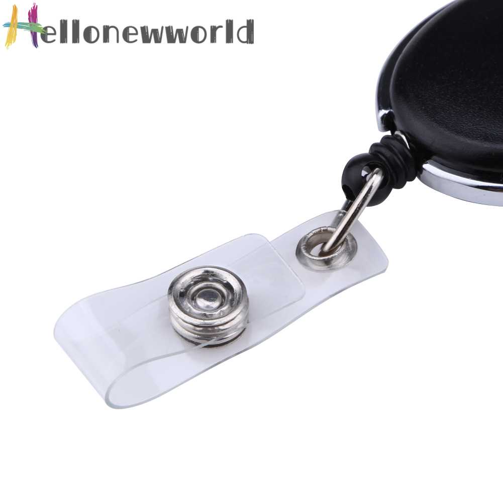 2 Móc Khóa Gắn Thẻ Tên ID Màu Đen Có Thể Thu Gọn