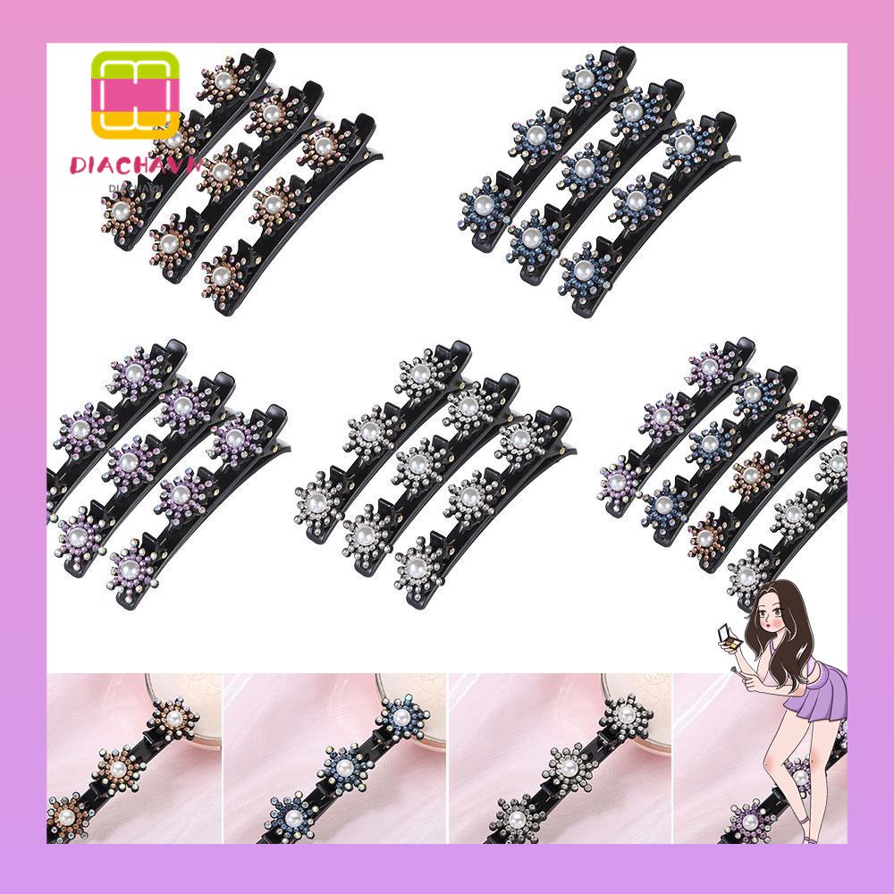 Set 3 / 4 Kẹp Tóc Vải Satin Họa Tiết Bông Tuyết Thời Trang Dành Cho Nữ|Kẹp Tóc Đính Đá Lấp Lánh