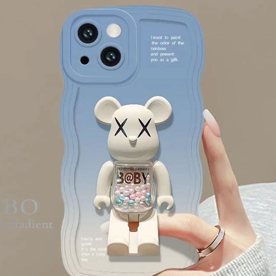 Ốp Điện Thoại Màu Gradient Có Giá Đỡ Hình Gấu Cho Iphone 11 Pro Max 12 / 13 / 14promax / Xsmax / Xr / 13 / 7 8Plus