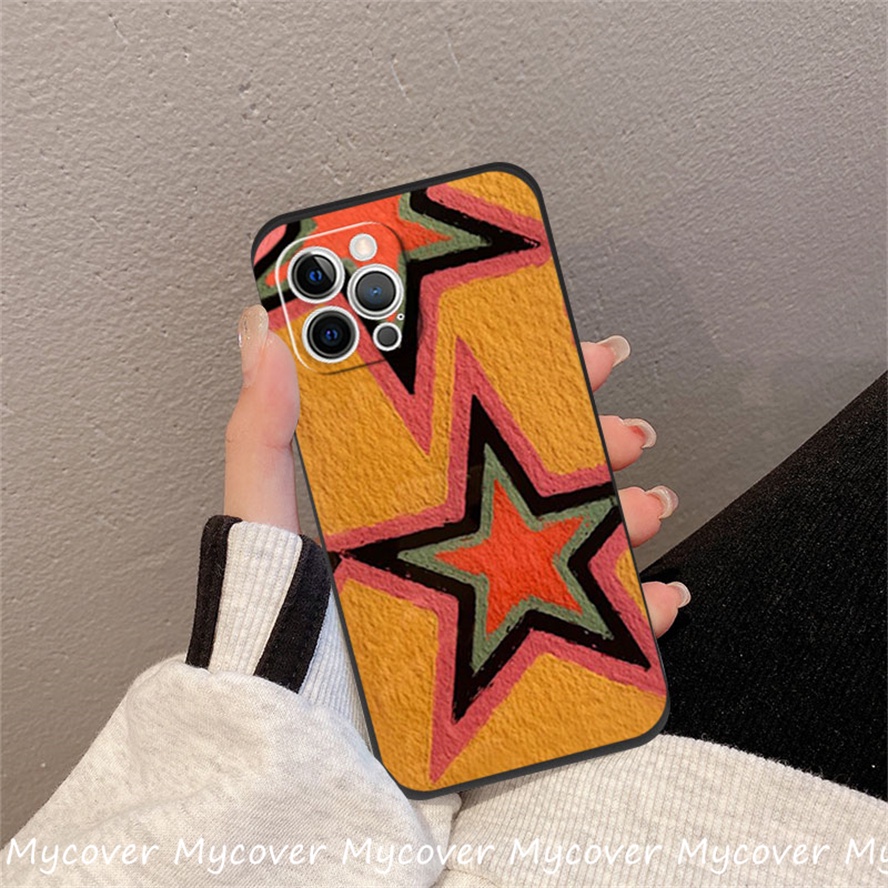 Ốp Điện Thoại Silicon Mềm Họa Tiết Ngôi Sao Màu Cam Cho iPhone 11 13 12 14 Pro Max X XR Xs Max 6 7 8 Plus