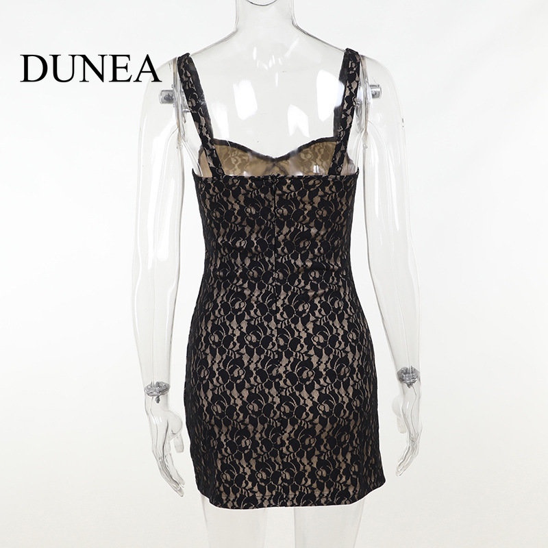 DUNEA Đầm Ren Hoa Hai Dây Gợi Cảm