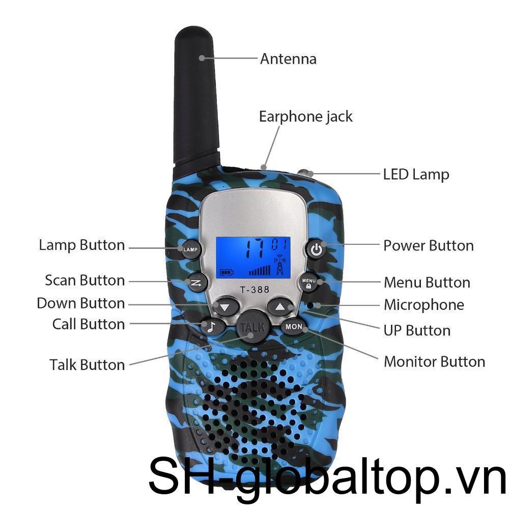 Set 2 Bộ Đàm Đồ Chơi 3 Dặm Có Đèn Pin 22 Kênh Cho Bé