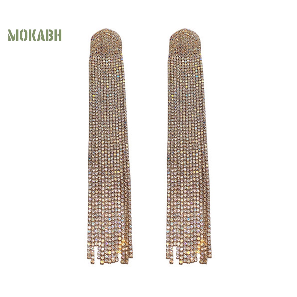 1 Đôi Bông Tai Dáng Dài Đính Đá Lấp Lánh Thời Trang Dành Cho Nữ