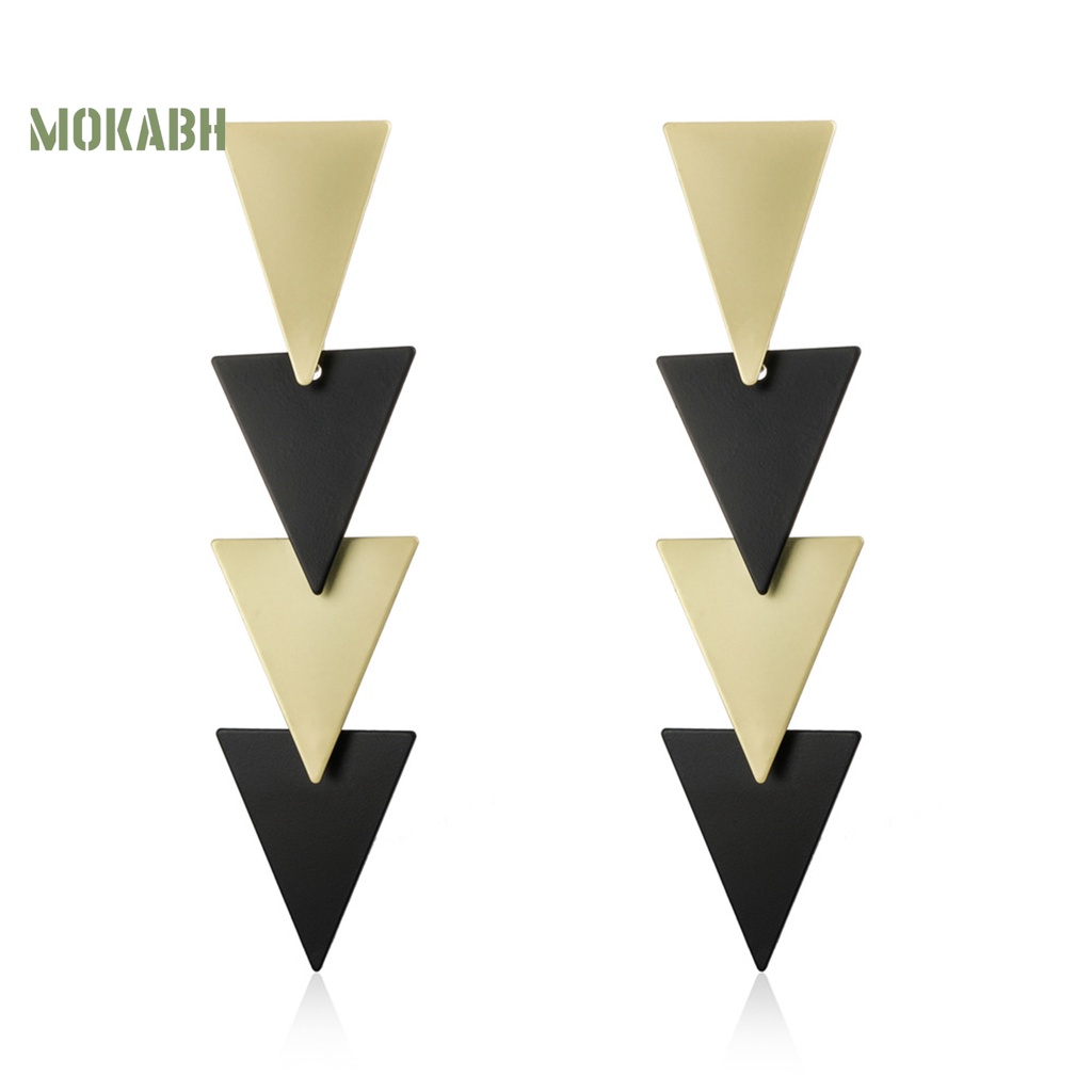 1 Đôi Bông Tai Hình Tam Giác Dáng Dài Mạ Điện Nhiều Màu Thời Trang