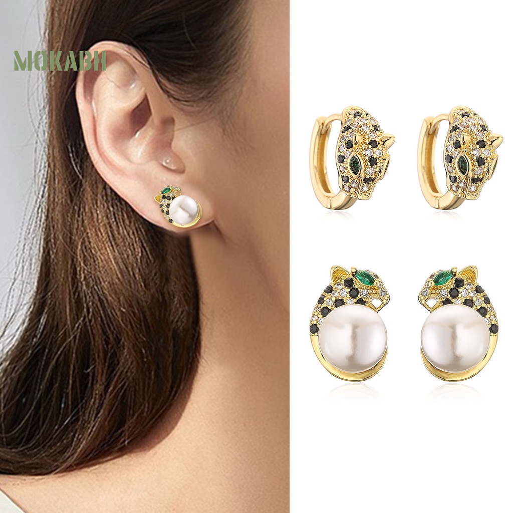 [Mới] Set 2 Khuyên Tai Đính Đá Zircon Vàng Lấp Lánh Chống Oxy Hóa Phong Cách Âu Mỹ Cho Nữ