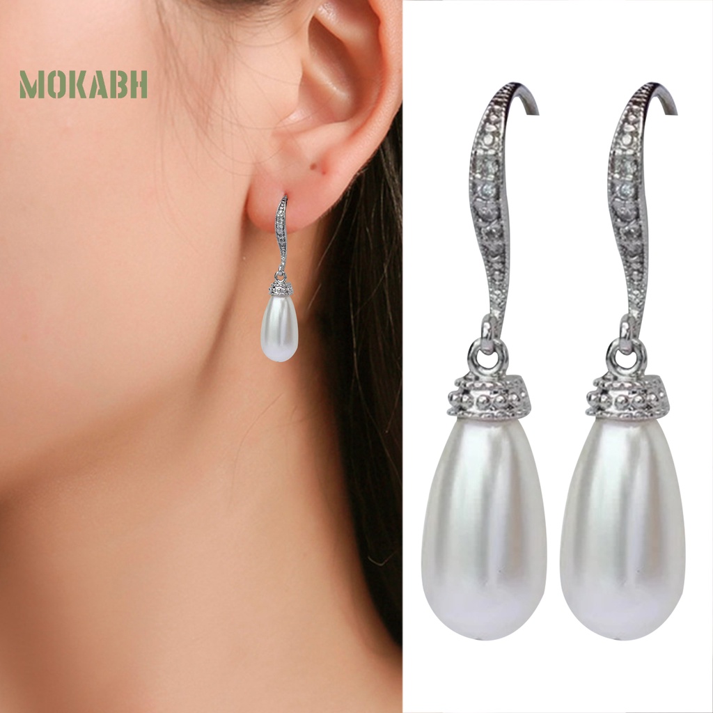 1 Đôi Bông Tai Hình Giọt Nước Đính Ngọc Trai Giả Thời Trang Dành Cho Nữ