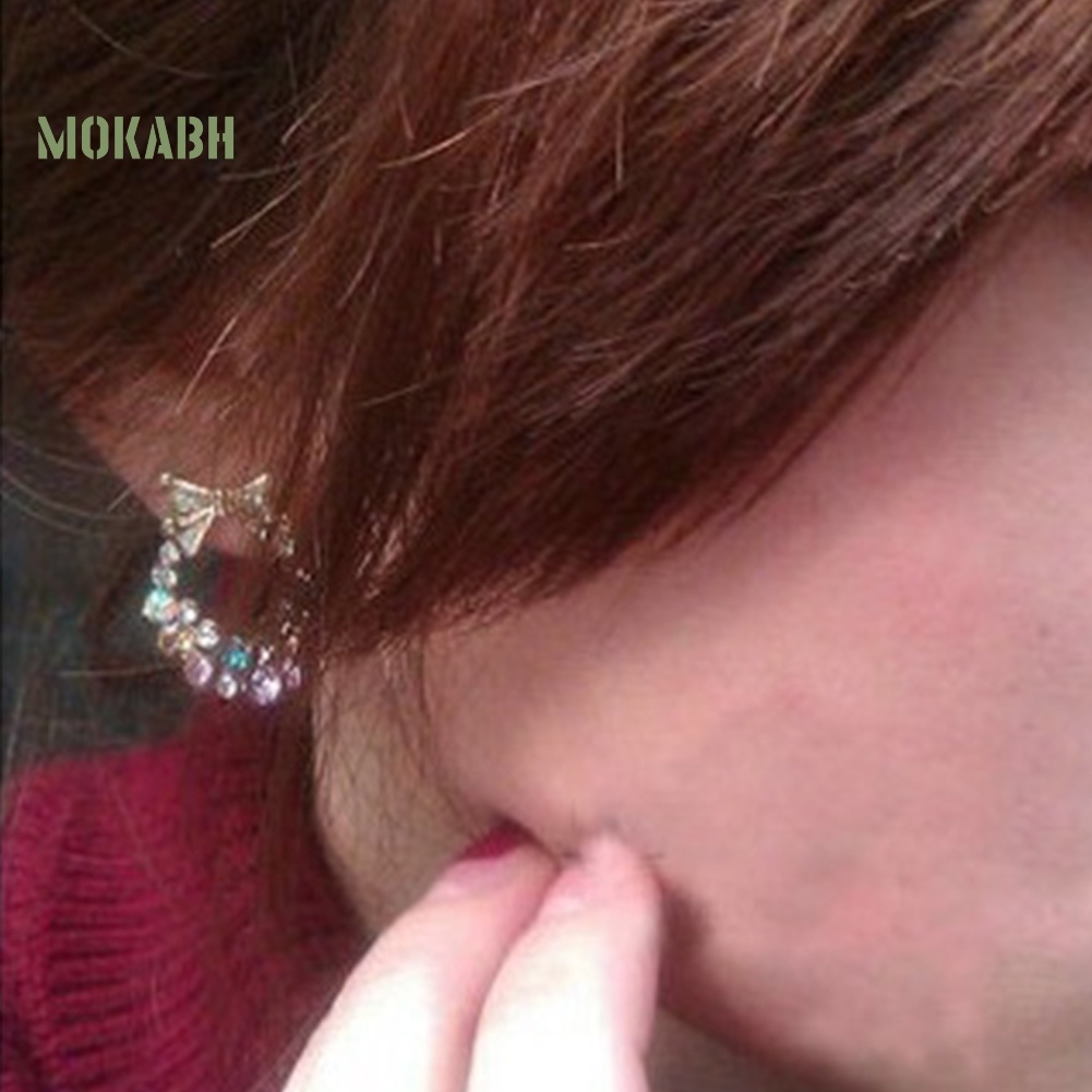 Bông Tai Hình Nơ Đính Đá Nhiều Màu Thời Trang Xinh Xắn Cho Nữ