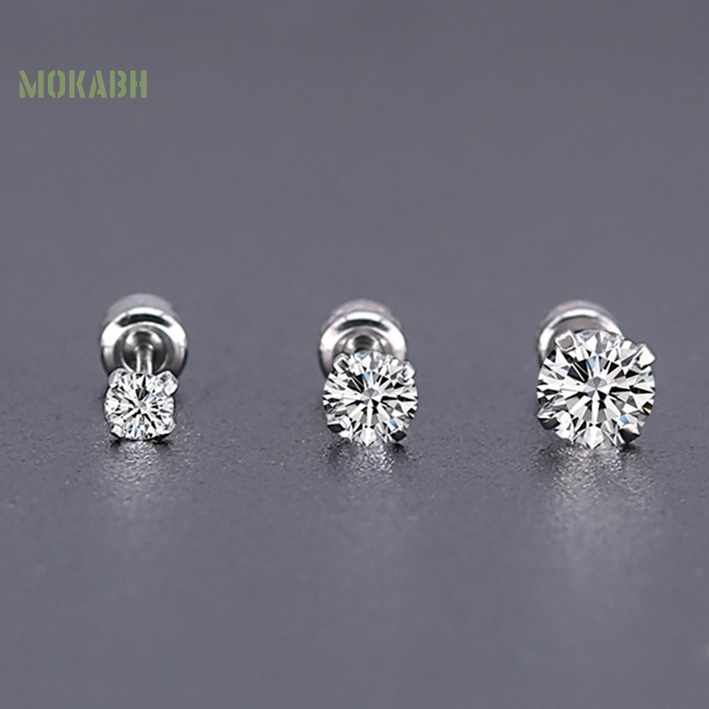 Bông Tai Tròn Bằng Thép Titan Đính Đá Zircon Thời Trang Cho Nam Và Nữ