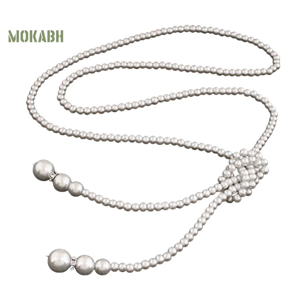 Vòng Cổ Tua Rua Thắt Nút Bằng Hợp Kim Màu Trắng Đính Ngọc Trai Nhân Tạo Sang Trọng Cho Nữ