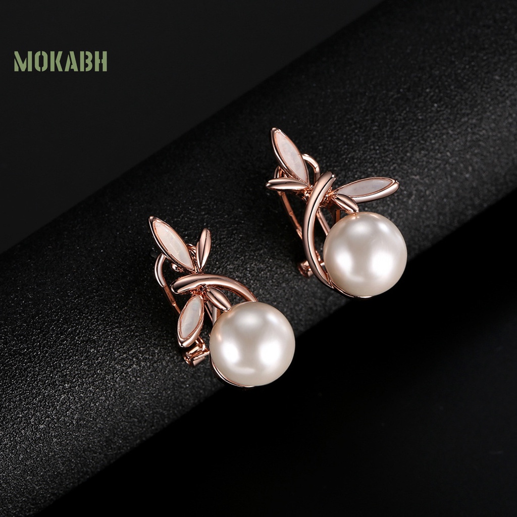 1 Bộ Vòng cổ + Bông Tai Hình Nơ Đính Ngọc Trai Giả Cho Nữ