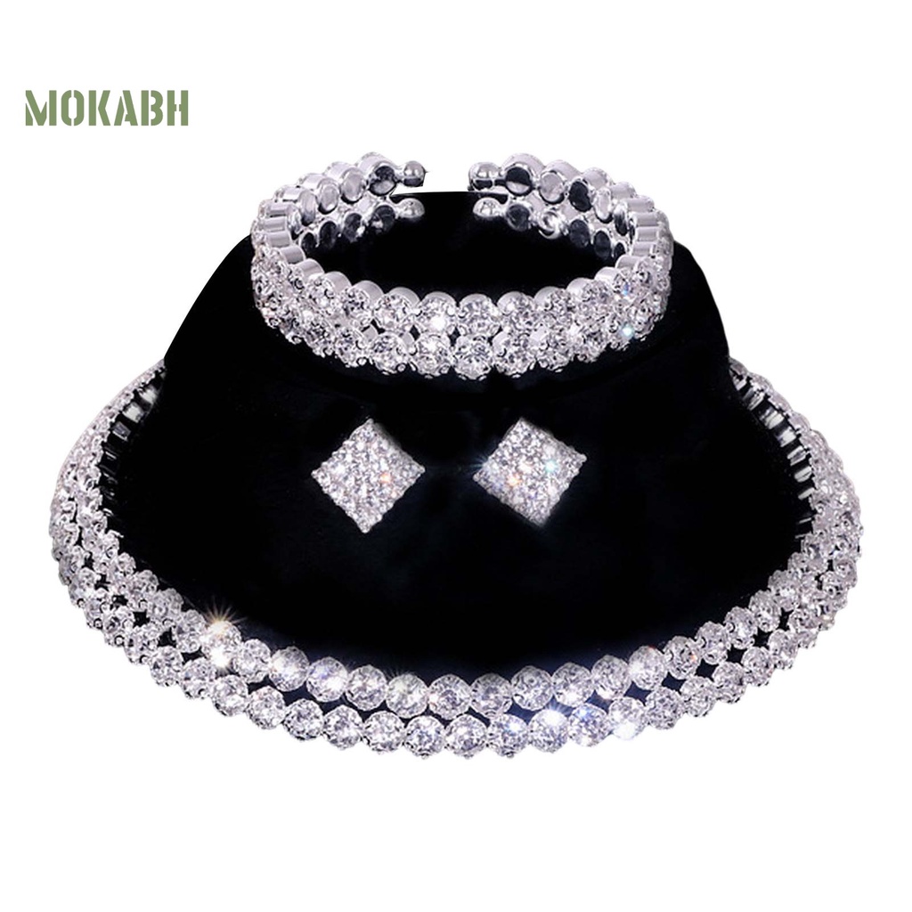 1 Bộ Trang Sức Đính Đá Nhân Tạo Thanh Lịch Cho Nữ