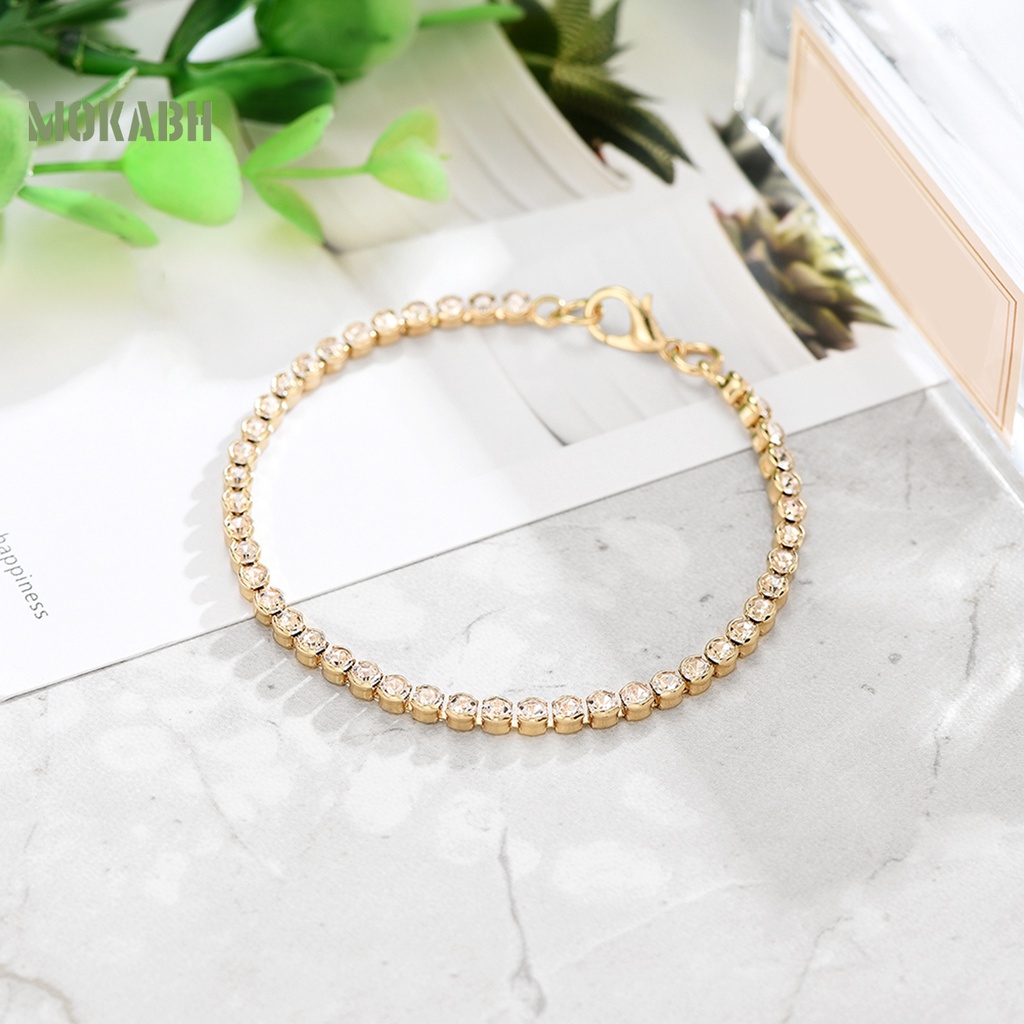 Vòng Tay Trong Suốt Đính Đá Mạ Điện Có Thể Điều Chỉnh Kích Thước Dành Cho Nữ