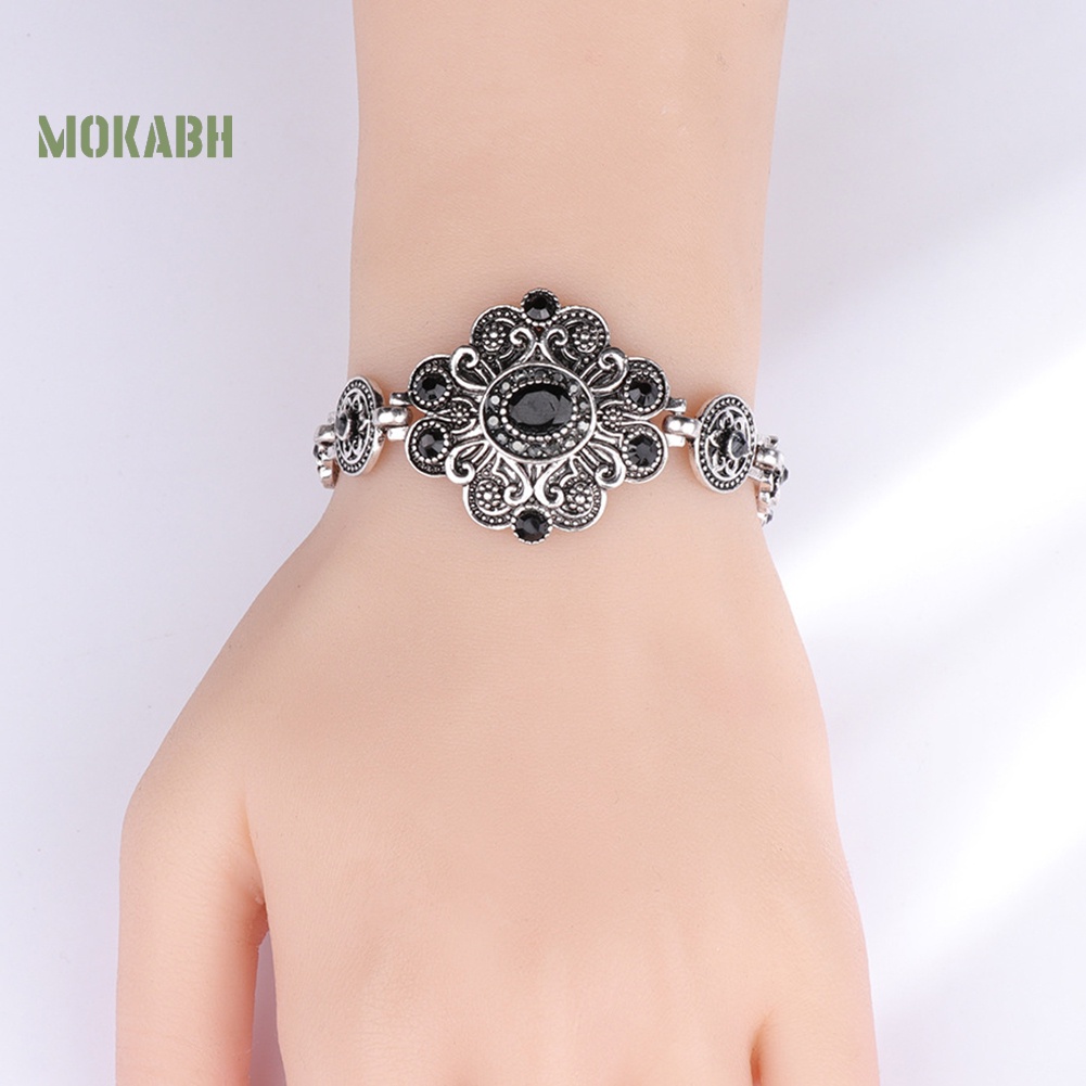 Vòng Đeo Tay Đính Đá Quý Nhân Tạo Hình Hoa Cổ Điển Cho Nữ