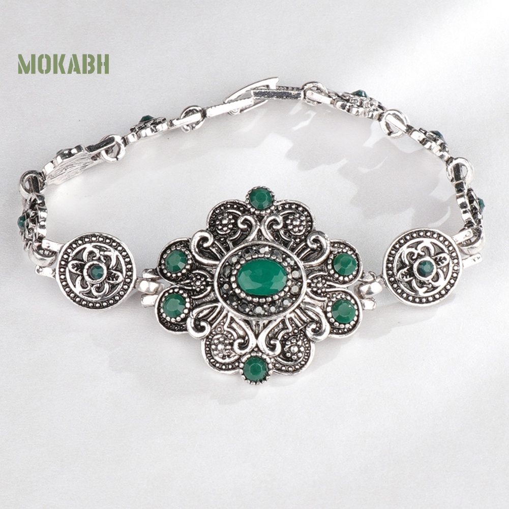 Vòng Đeo Tay Đính Đá Quý Nhân Tạo Hình Hoa Cổ Điển Cho Nữ