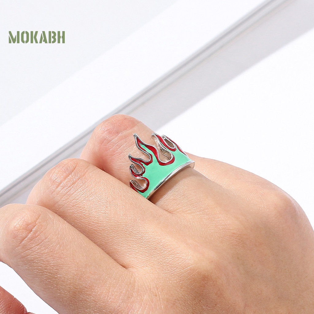 Nhẫn Hở Hình Ngọn Lửa Bằng Hợp Kim Chống Biến Dạng Phong Cách Cổ Điển Có Thể Điều Chỉnh Cho Nam Và Nữ
