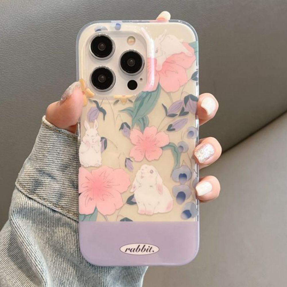Ốp Điện Thoại TPU Mềm Chống Sốc In Hình Hoa Thỏ Hồng Cho IPhone 11 14 13 12 Pro Max