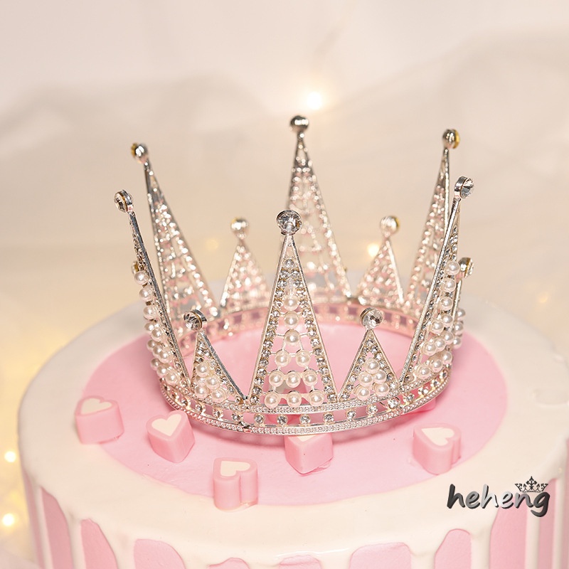 Phụ Kiện Trang Trí Bánh Kem Hình Tam Giác Đính Ngọc Trai Giả