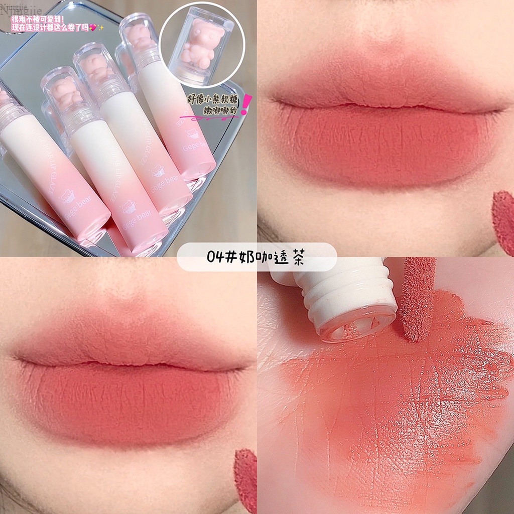 Son Môi Gege Bear Dưỡng Ẩm Lâu Trôi Chống Thấm Nước Không Dễ Phai Màu Thiết Kế Hình Gấu Dễ Thương