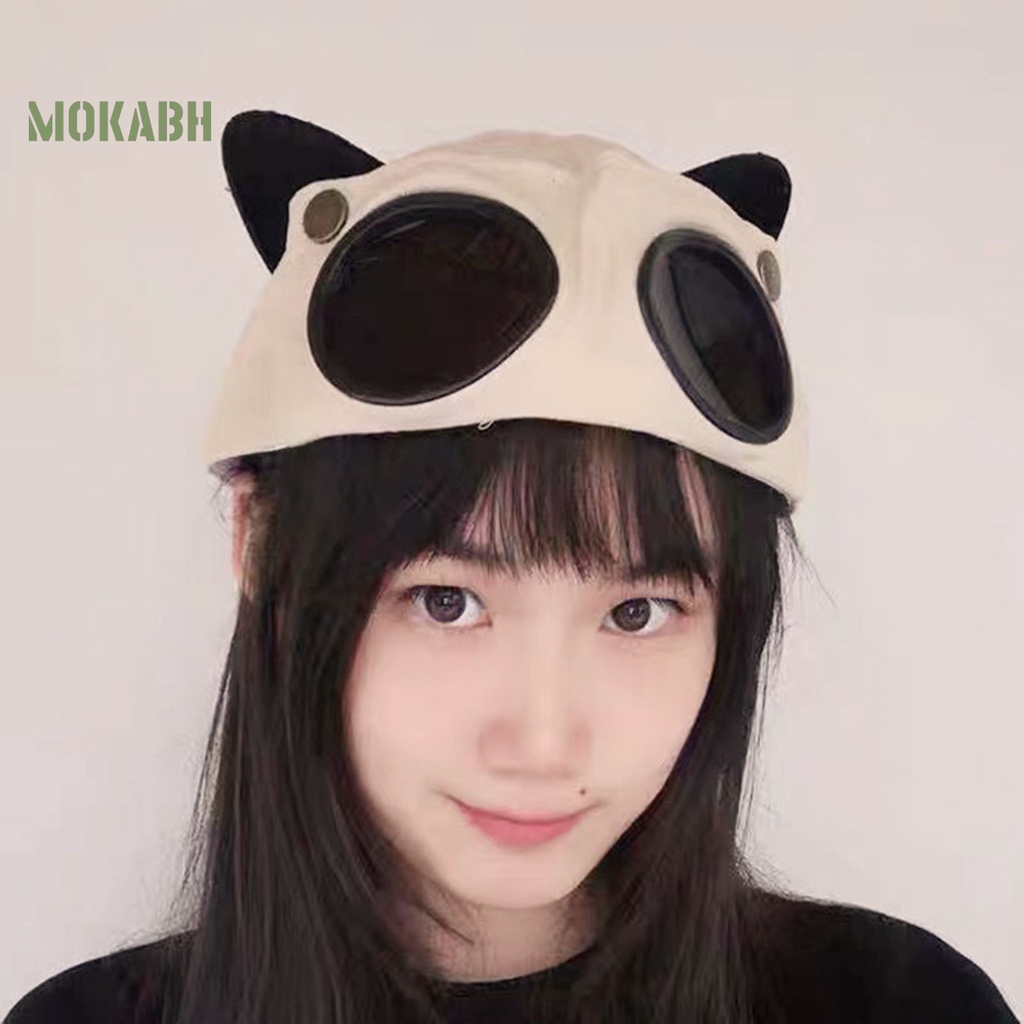 [Mok Abh] Kính Râm Kiểu Tai Mèo Trong Suốt Có Thể Giặt Lại Dùng Hóa Trang Cho Nữ