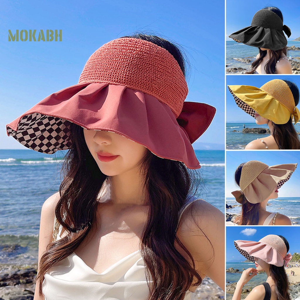 Nón Chống Nắng Bằng Polyester Mềm Nhẹ Đính Nơ Thời Trang Mùa Hè Cho Nữ