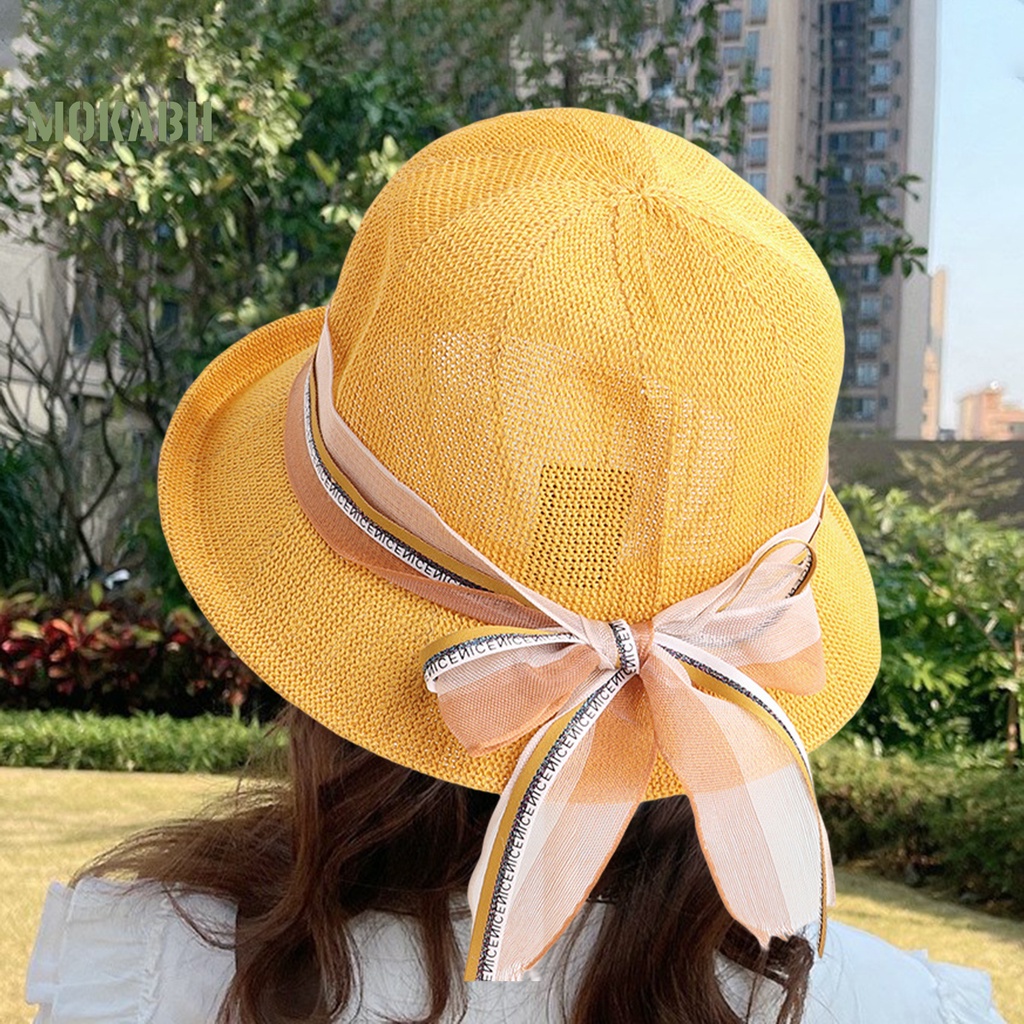 Nón Tai Bèo Vành Tròn Thắt Nơ Ruy Băng Thời Trang Mùa Hè Cho Nữ