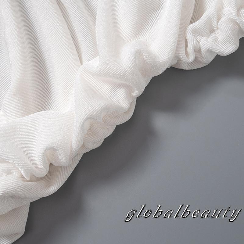 Áo Thun Ngắn Tay Cổ Tròn Xếp Ly Màu Trơn Thời Trang Mùa Hè Cho Nữ