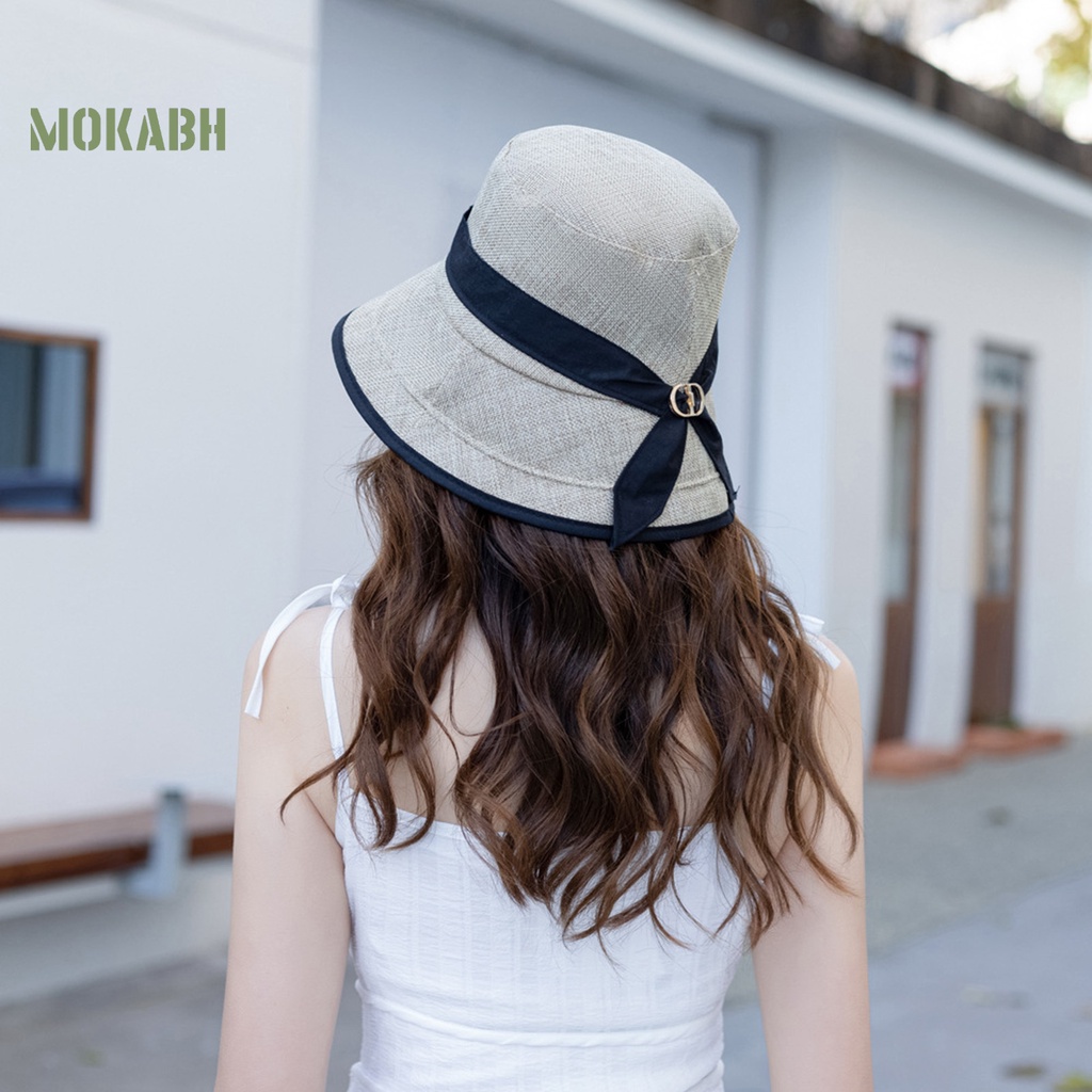Nón Vành Tròn Màu Trơn Chống Tia UV Chống Rơi Chống Gió Thời Trang Mùa Hè Cho Nữ