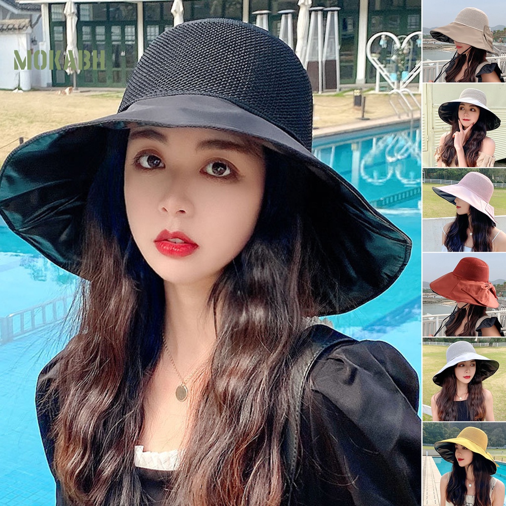 Mũ Vành Tròn Màu Trơn Thoáng Khí Chống Nắng Thời Trang Mùa Hè Cho Nữ