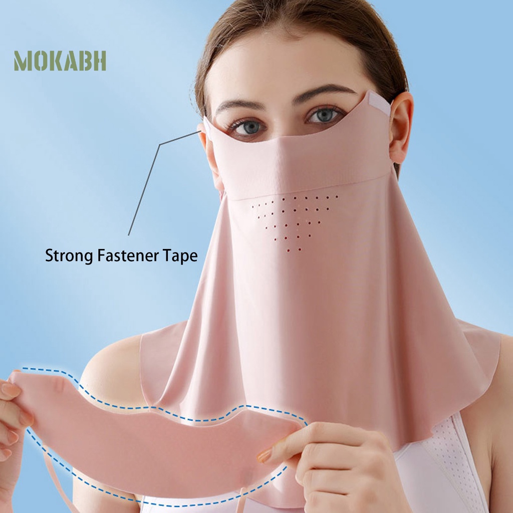 [Mok Abh] Khăn Choàng Cổ Che Mặt Chống Nắng Chống Bụi Chống Tia UV Bằng Lụa Lạnh Có Dây Buộc Tai Có Thể Điều Chỉnh Dành Cho Nữ Đi Xe Đạp