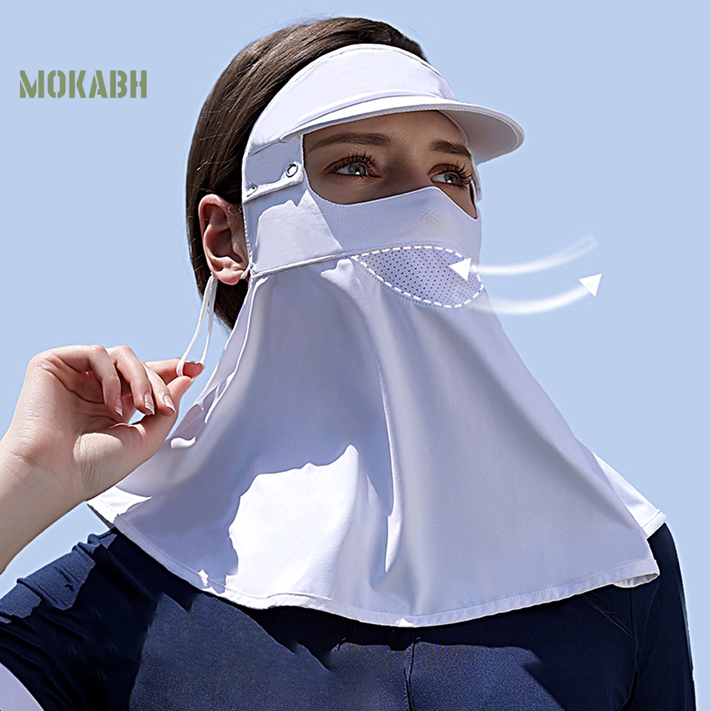 [Mok Abh] Khăn Trùm Đầu Bằng Vải Lụa Lạnh Chống Nắng Có Vành Che Mặt Vành Dùng Khi Lái Xe